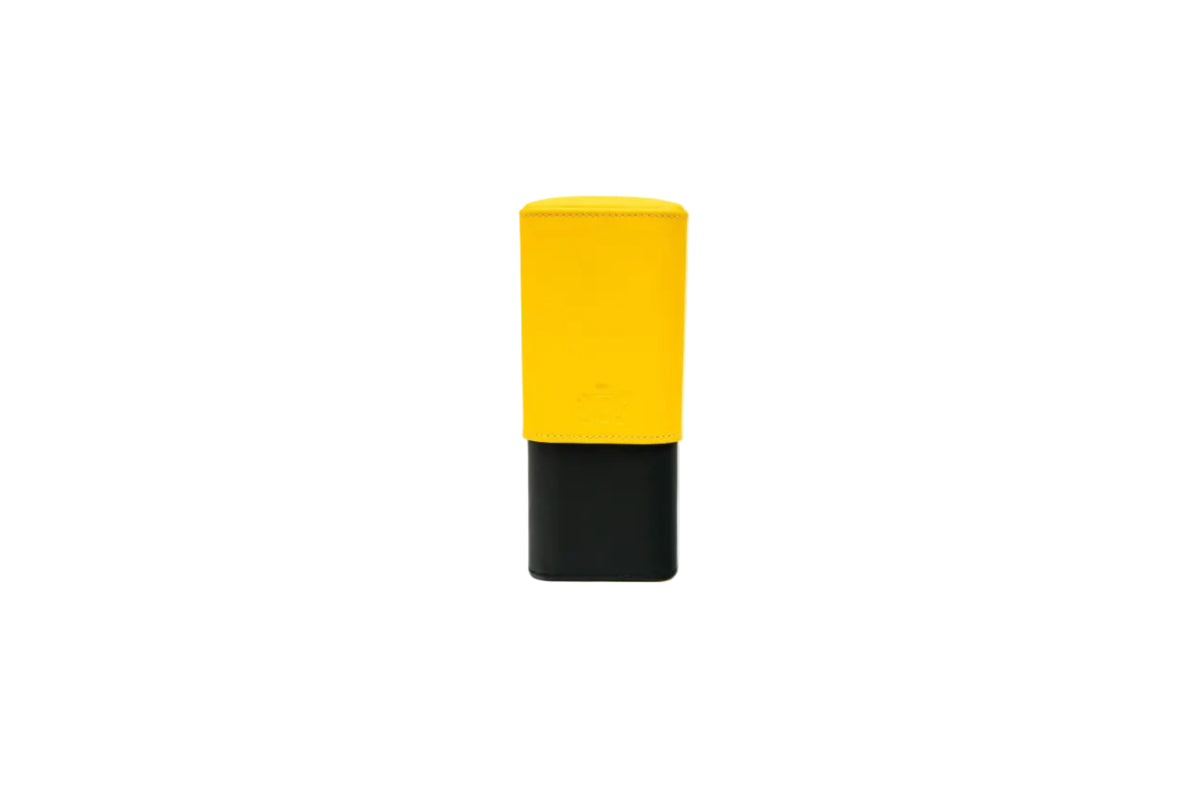 Brizard & Co – “Show Band” 3 Cigar Case – Racing Black Bottom & Yellow Top