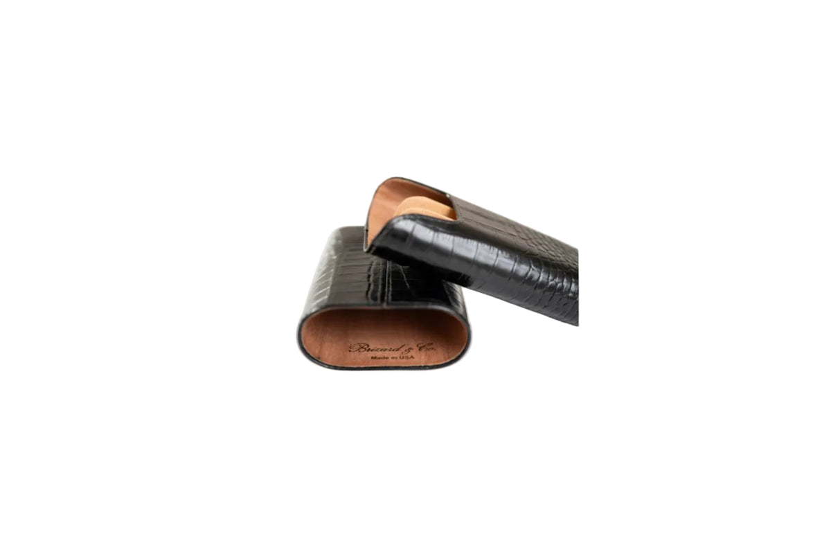 Brizard and Co. - The "Show Band" 3 Cigar Case - Croco Black