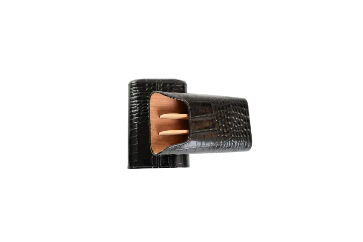 Brizard and Co. - The "Show Band" 3 Cigar Case - Croco Black