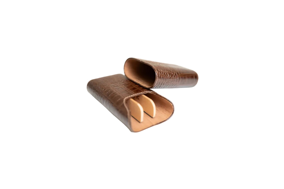Brizard and Co. - The "Show Band" 3 Cigar Case - Croco Tobacoo