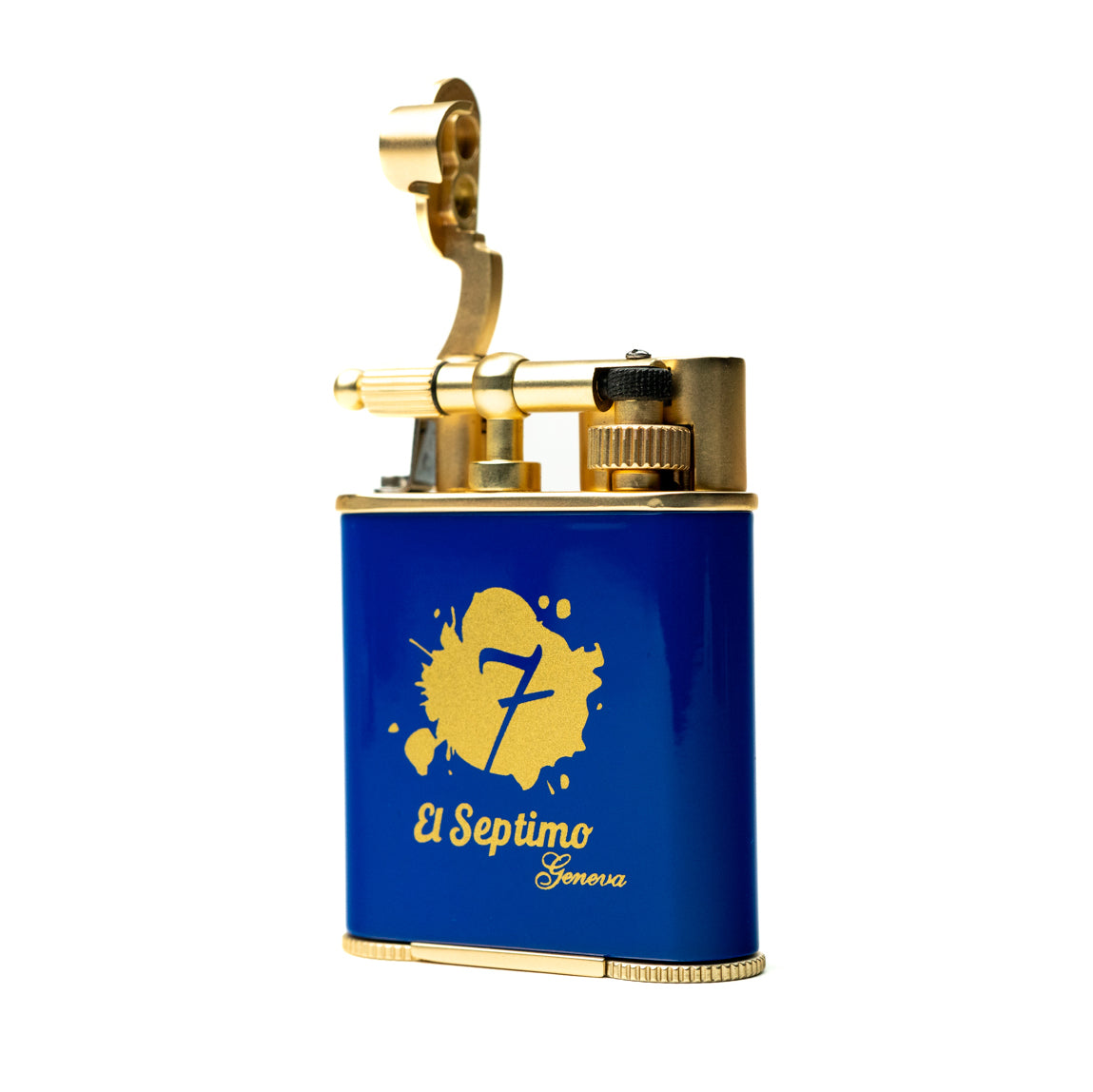 blue and gold  El Septimo Double Jet Torch Lighter & Punch