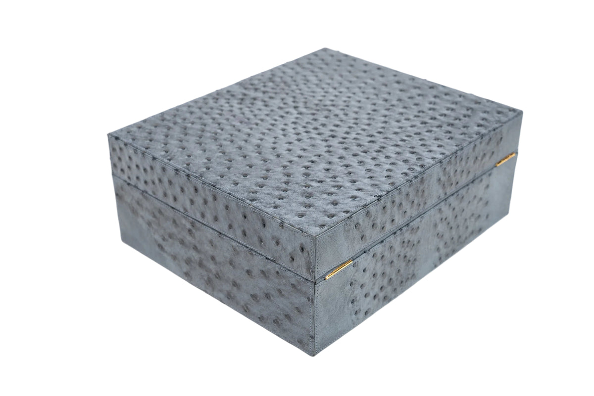 Brizard & Co - "Airflow" Cigar Humidor (30/40) - Genuine Ostrich Bruciato Denim