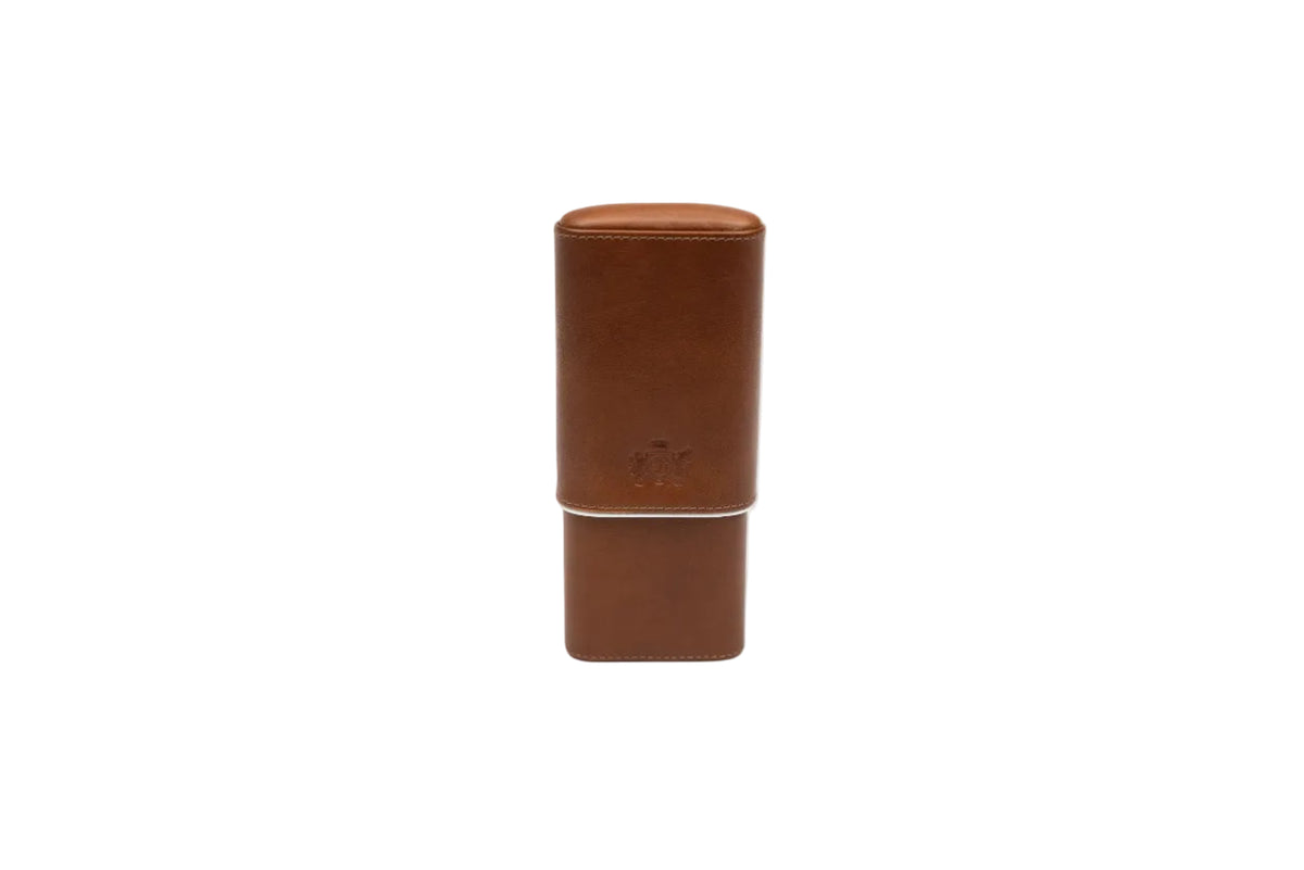 Brizard & Co – Show Band 3 Cigar Case Gordo – Whisky Calf Leather & White