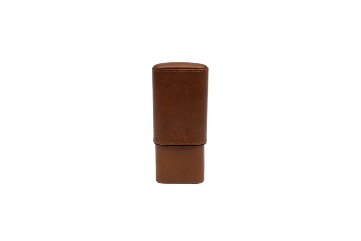 Brizard & Co – “Show Band” 3 Cigar Case - Whisky Calf Leather Black