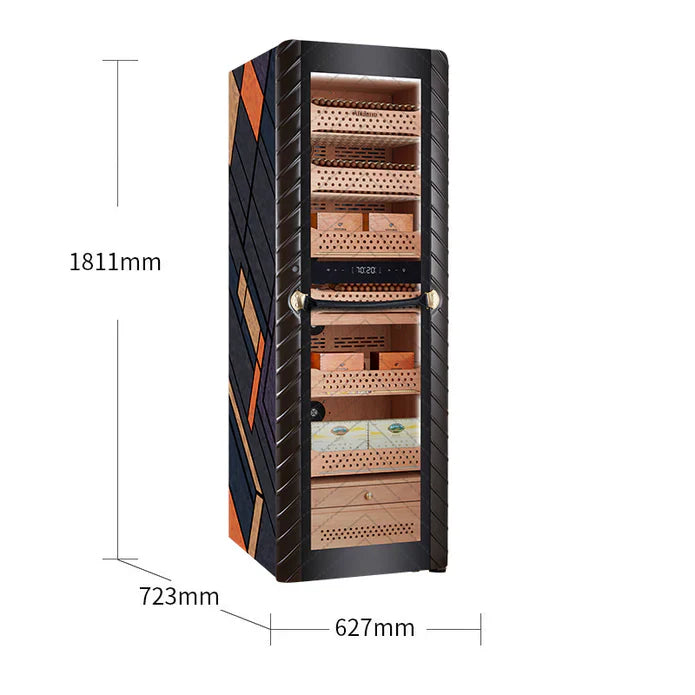 Afidano 2500-count electric cigar humidor with glass door and black finish