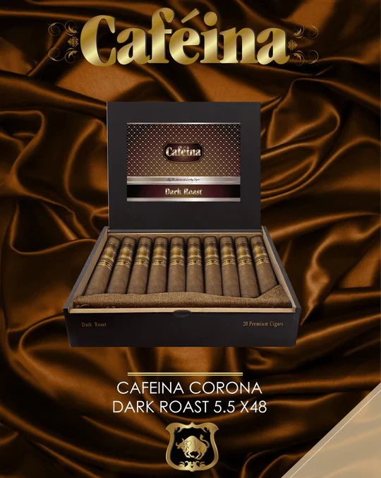 Box of 10 Lucky Cigar Caféina Dark Roast Corona bundle in 5.5x50 size – rich coffee-infused cigars