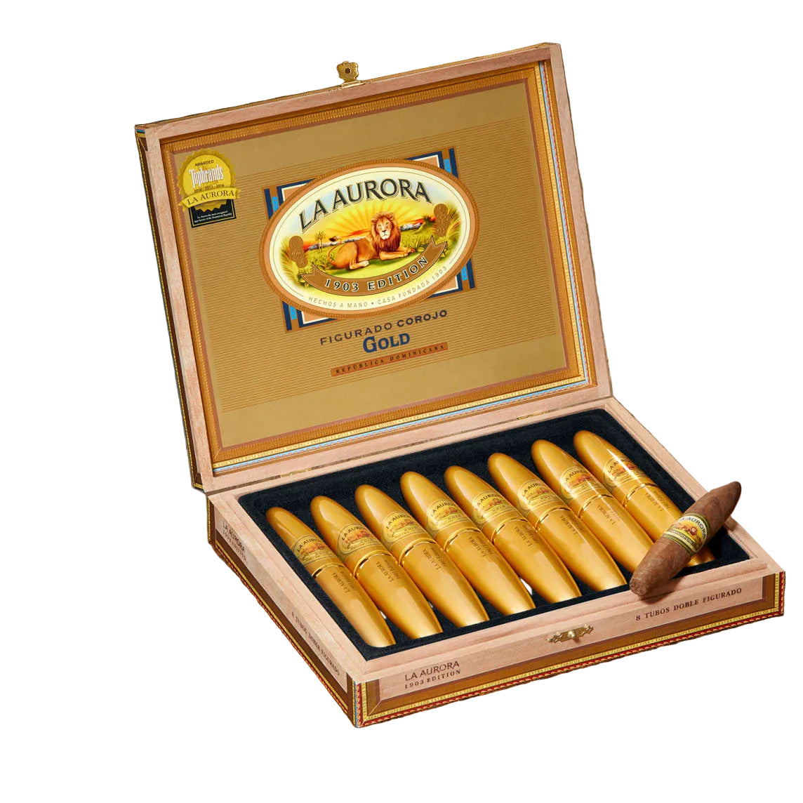 La Aurora Preferidos 1903 Gold Tubo – fine Corojo cigar from Los Angeles cigar shop