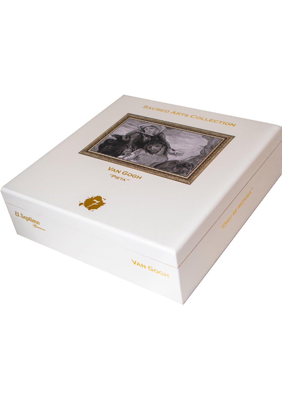 closed white box with gold letters that read Sacred Arts Collection Van Gogh