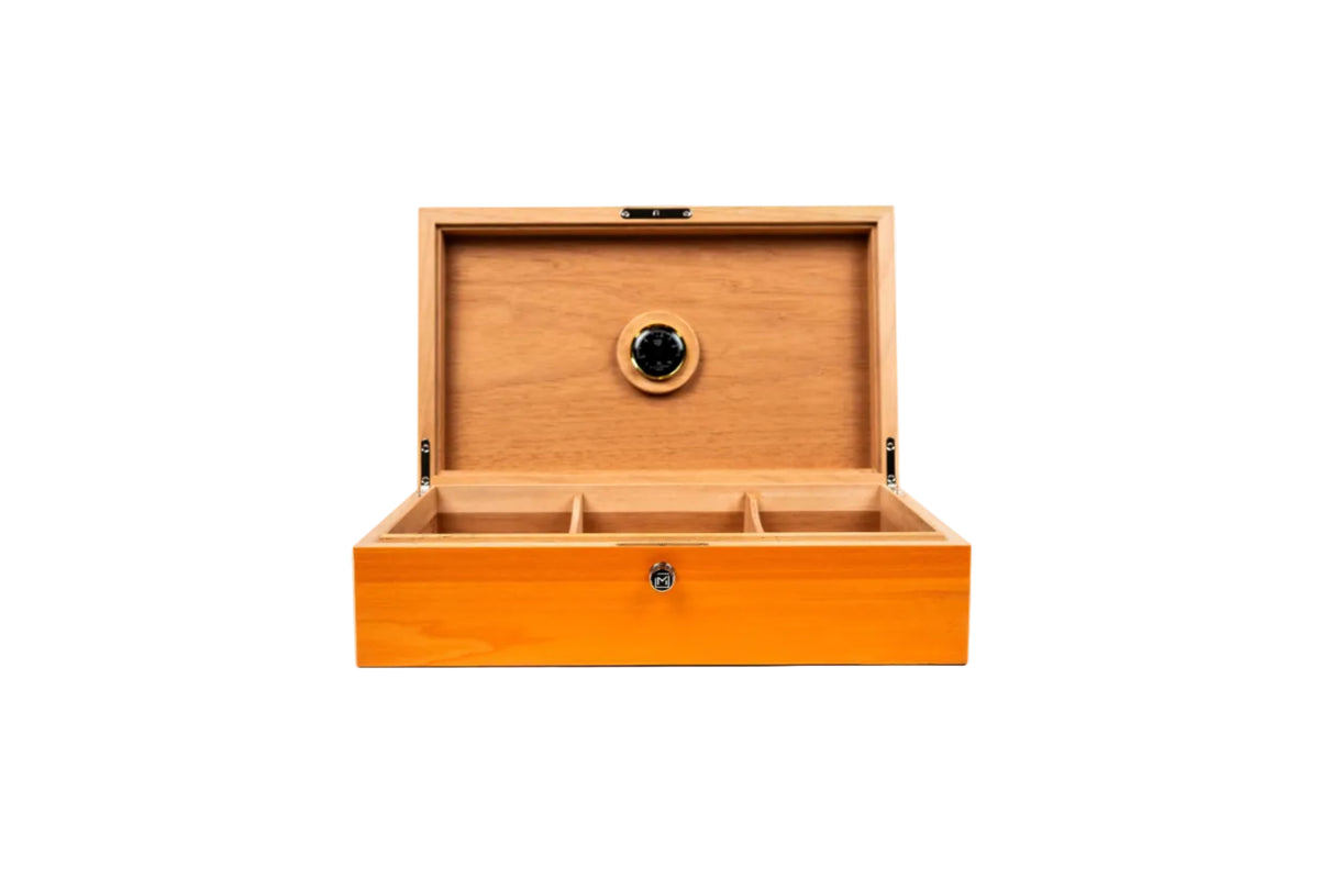 open front view of the Maccarrone World Map Colors Humidor